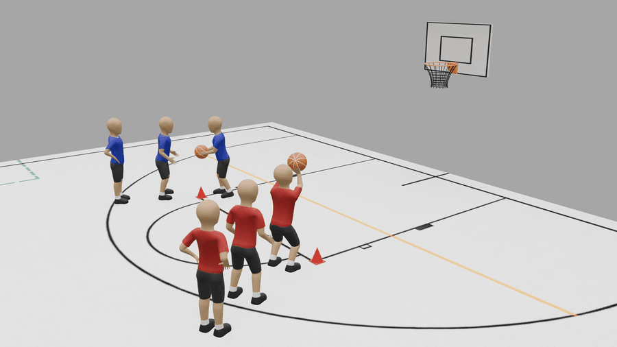 Basketball Korb Wettkampf – Spielfeld-Skizze für Werfen & Fangen im Turnunterricht