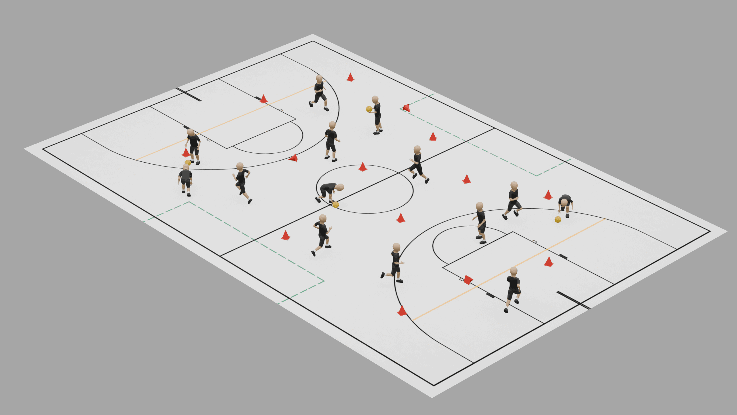 Kegelchaos – Spielfeld-Skizze für Ball & Objektkontrolle im Turnunterricht