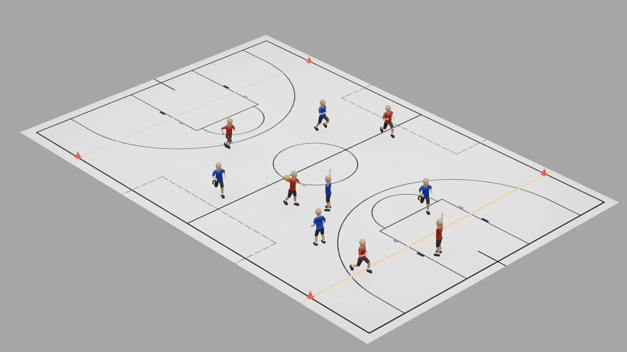 Ultimate Ball – Spielfeld-Skizze für Werfen & Fangen im Turnunterricht